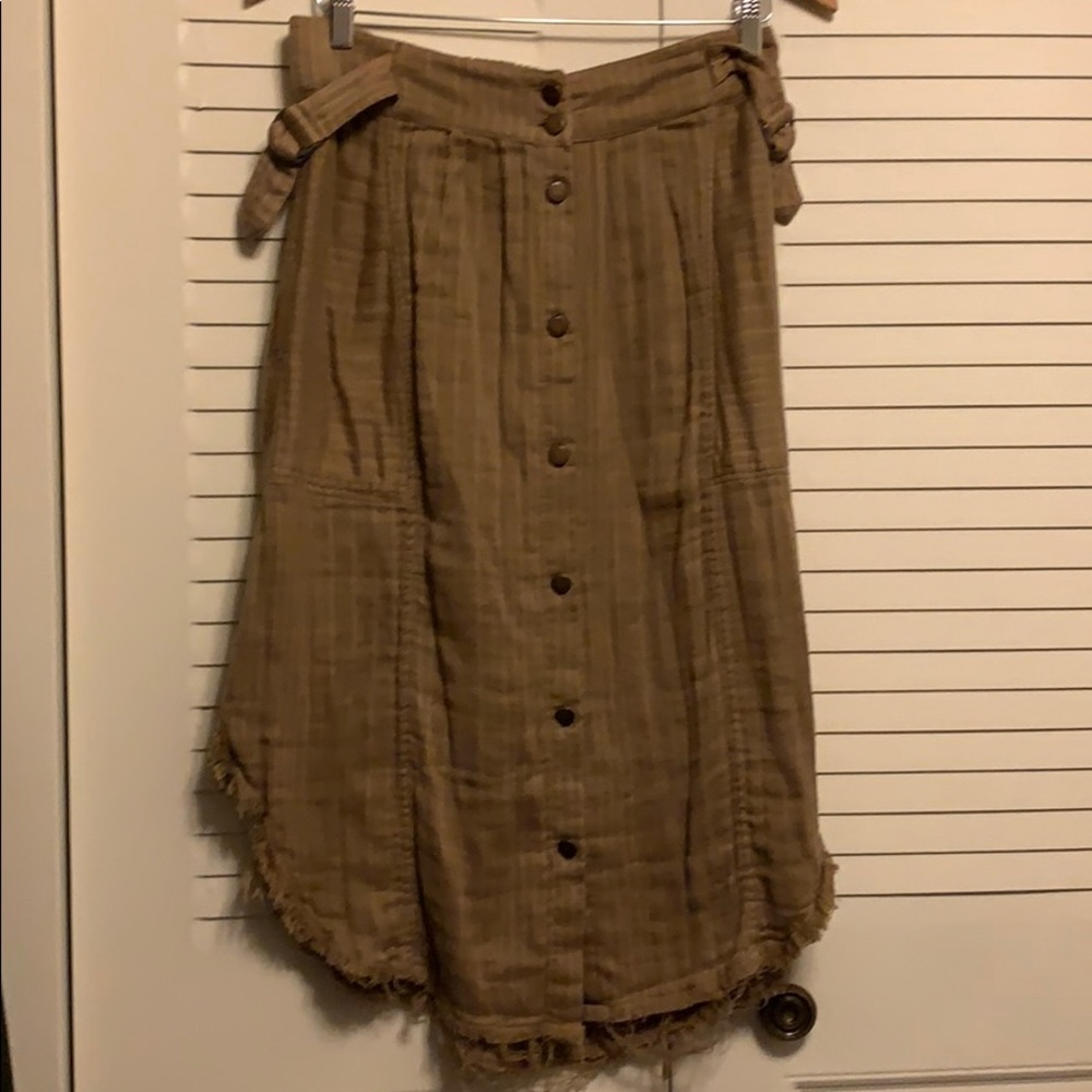 FINAL SALE Free People, M, tan fringe skirt